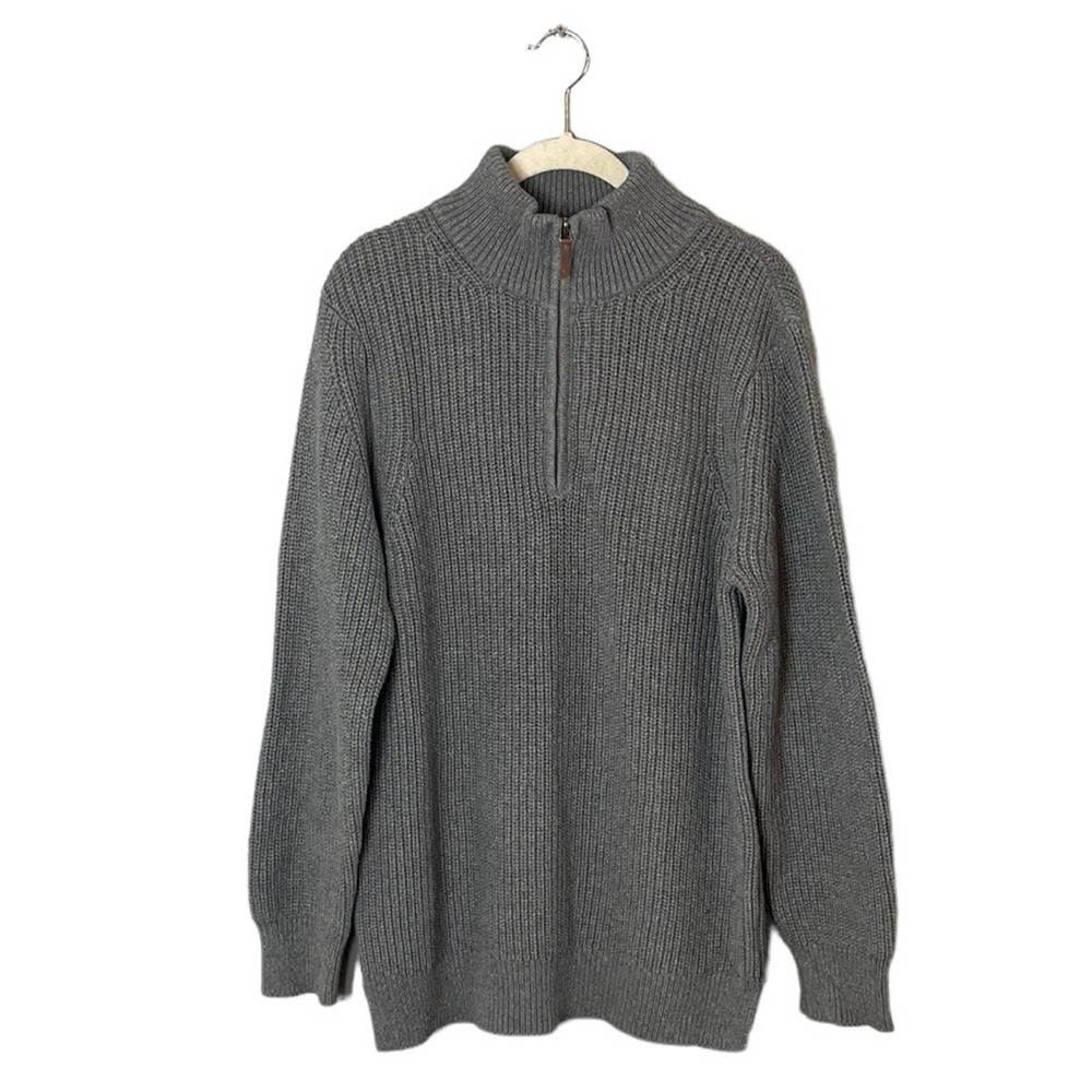 Goodlife Men’s 1/4 Zip Chunky Gray Sweater Size Medium